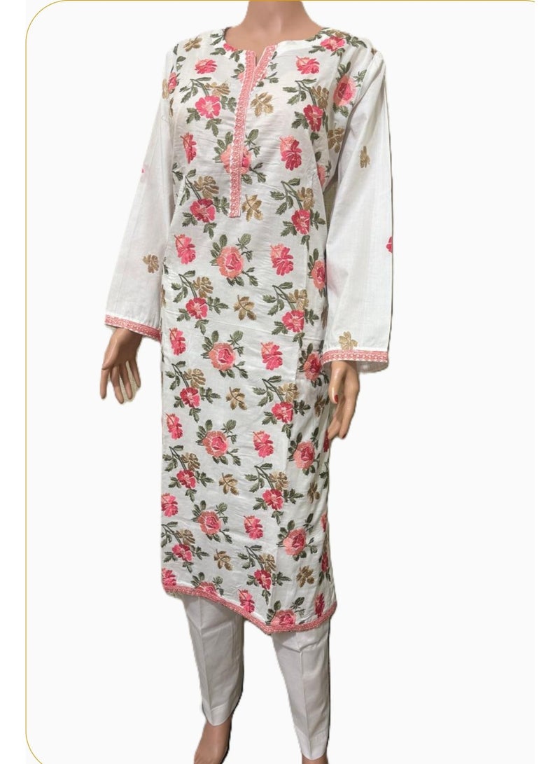Fabric Pakistani Lawn Elegant Embroidered Design Stitched 2-Piece Suit – 2026 Collectio - Image 1